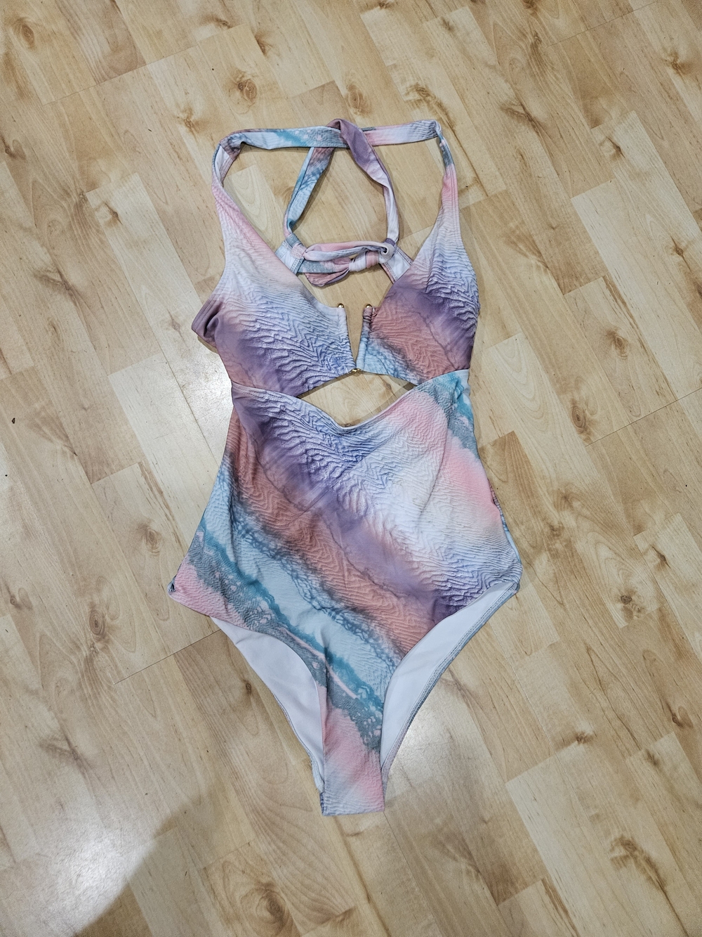 Pastel Tie-Dye Cutout One-Piece Swimsuit - Multicolor